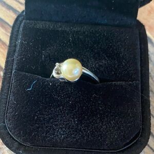 Elegant Gold Pearl Ring silver 925